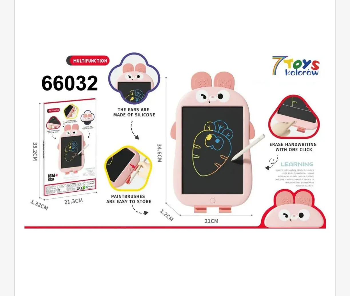 Tablica LCD Znikopis Królik 34,6cm Różowa 66032