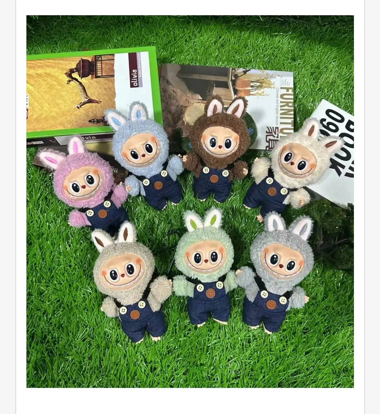 Labubu Mini Pluszowe Figurki w Ogrodniczkach 12szt
