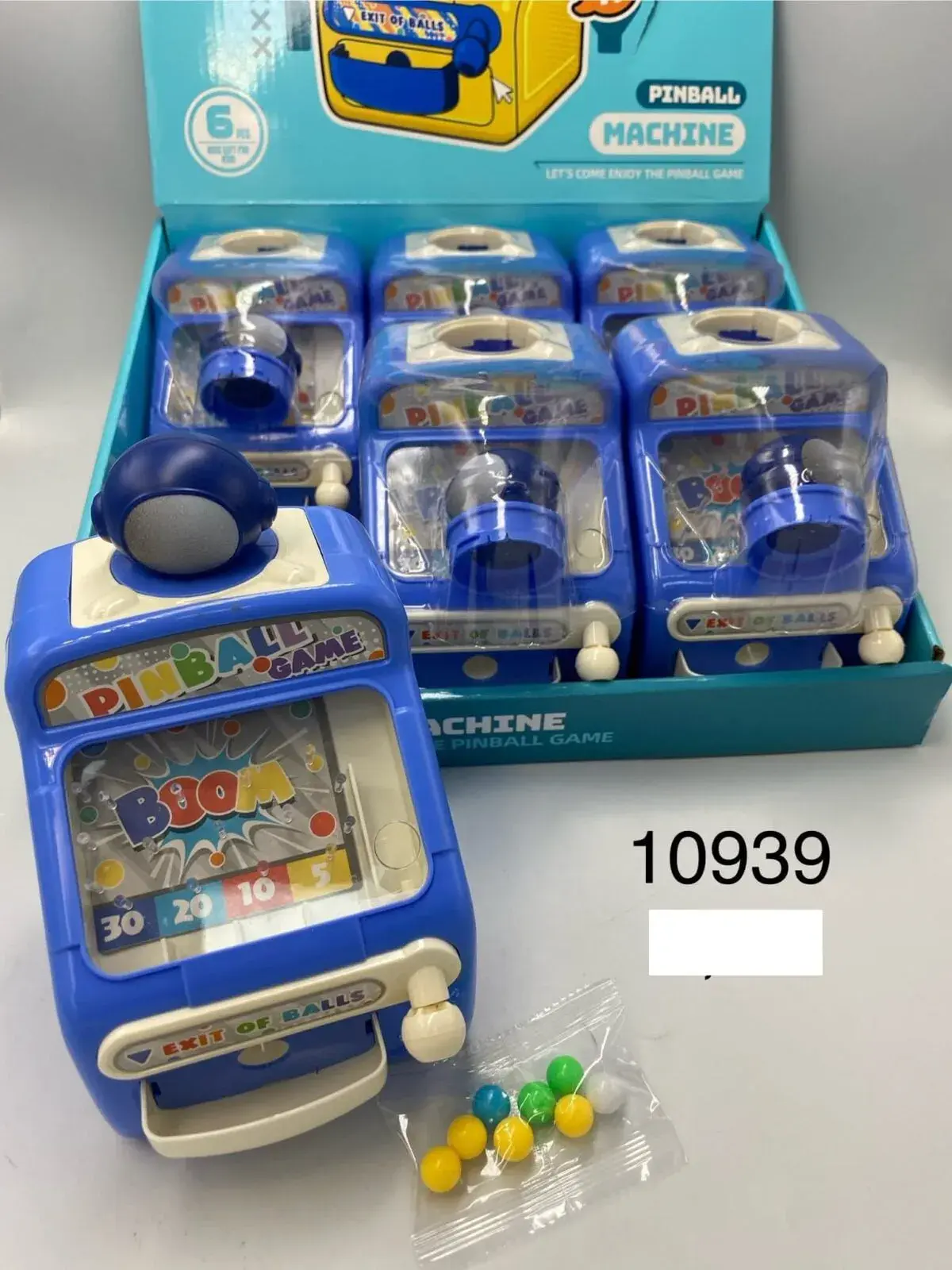 Mini Pinball Machine Blue Ball Game 6+