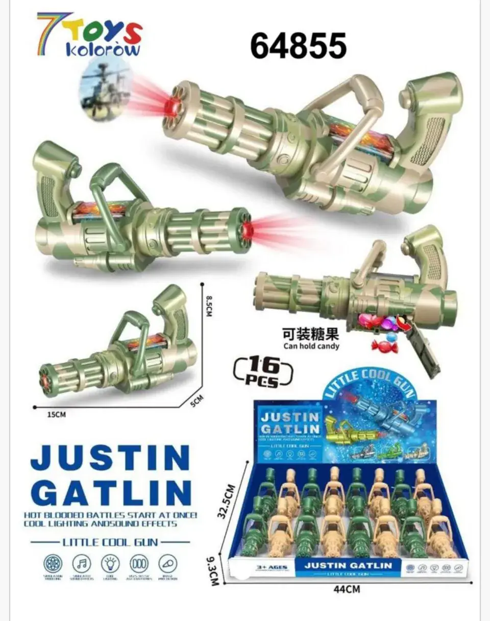 Pistolet Zabawkowy Justin Gatlin Gatling z Projektorem i Schowkiem