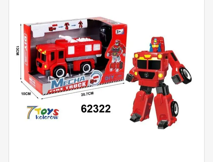 Zabawka Mecha Truck Strażacki Robot DIY 20cm