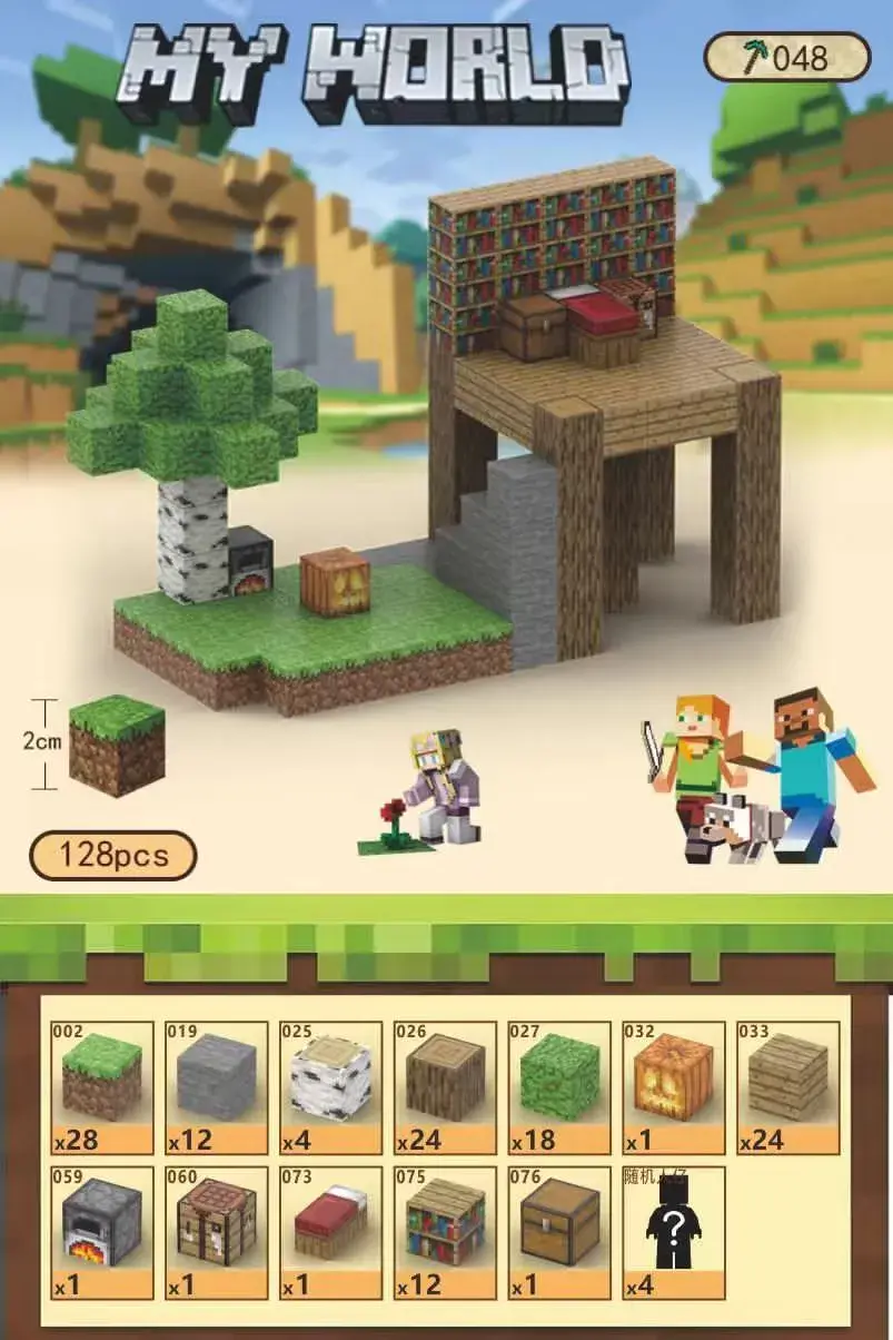 Zestaw klocków magnetycznych Minecraft My World 128 elementów