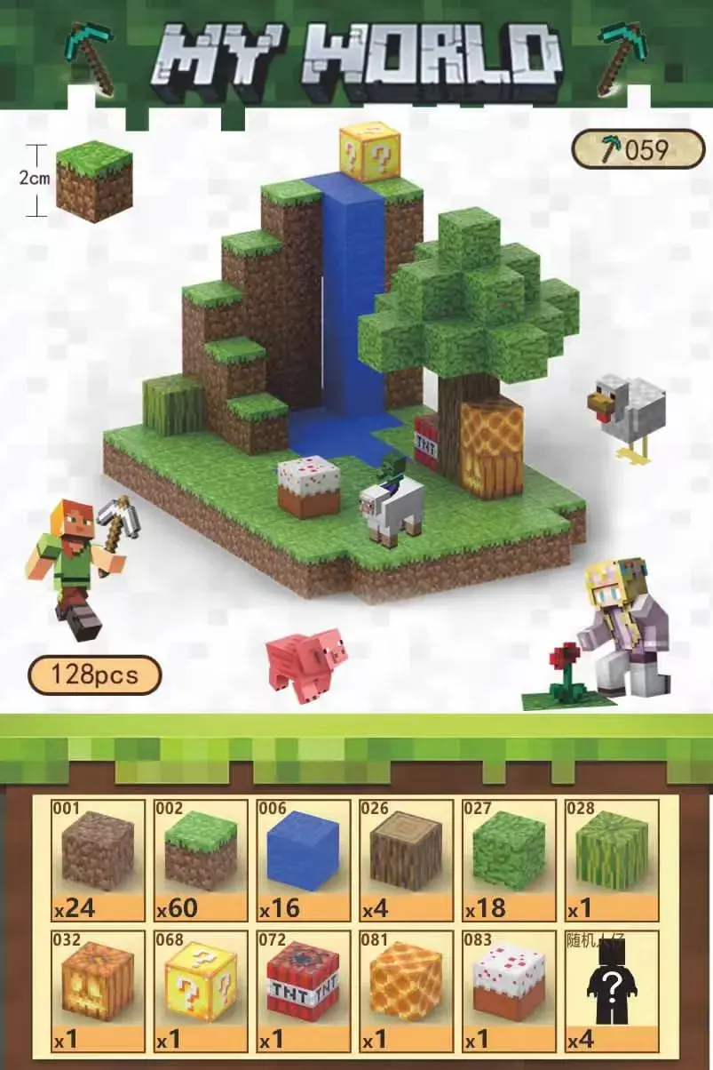 Zestaw klocków magnetycznych Minecraft My World 128 pcs