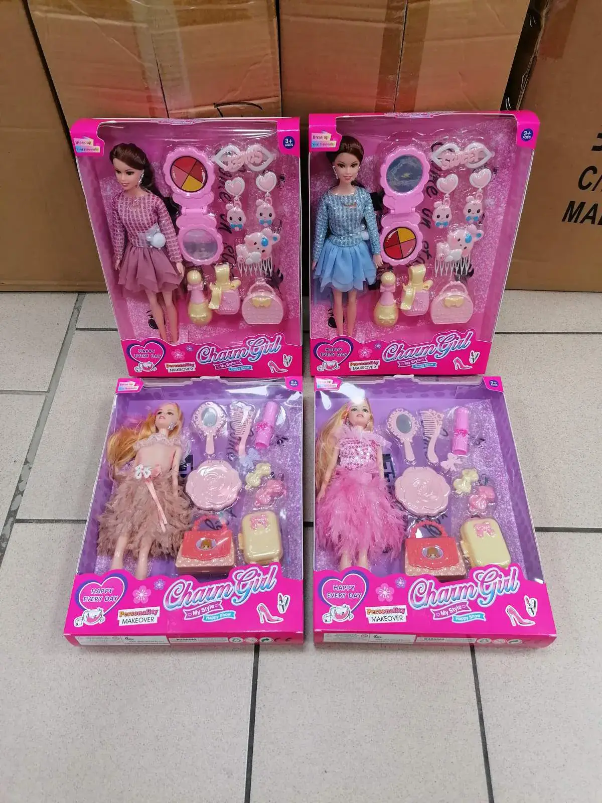 Zabawki Lalki Charm Girl w zestawie akcesoriów 4 rodzaje
