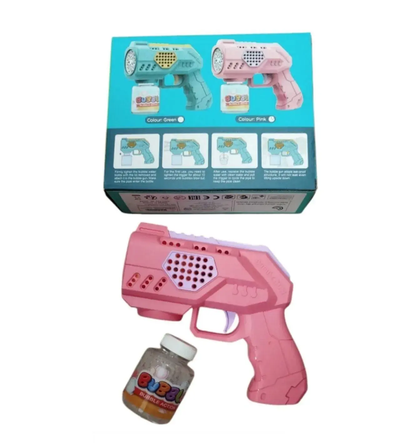 Pistolety Bubble Gun do baniek mydlanych z płynem, 12 szt.