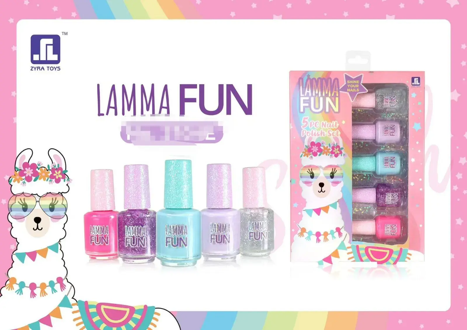 Zabawka Llama Fun - Zestaw 6 lakierów do paznokci