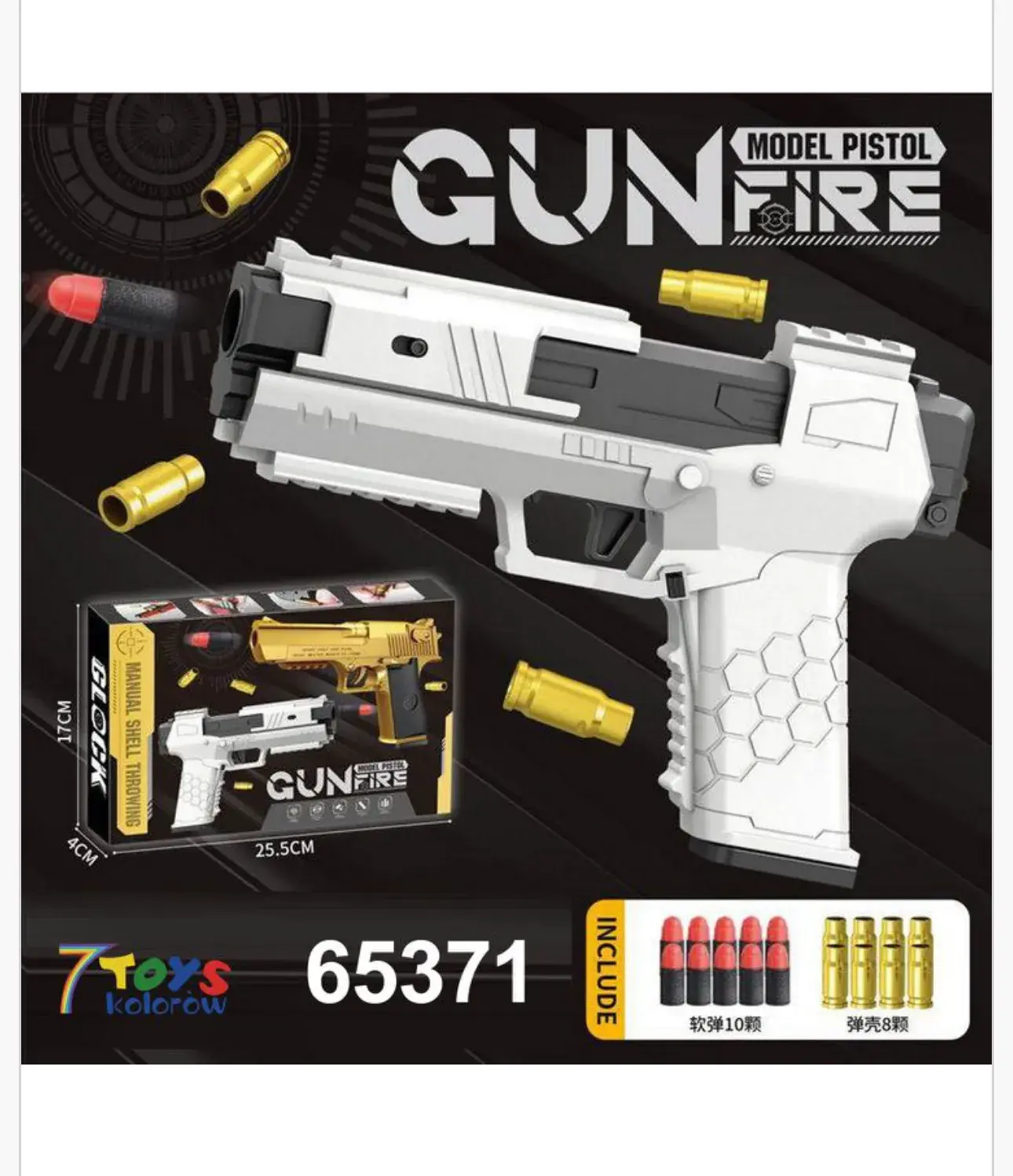 Pistolet Zabawkowy Gun Fire 25,5cm z Wyrzutem Łusek