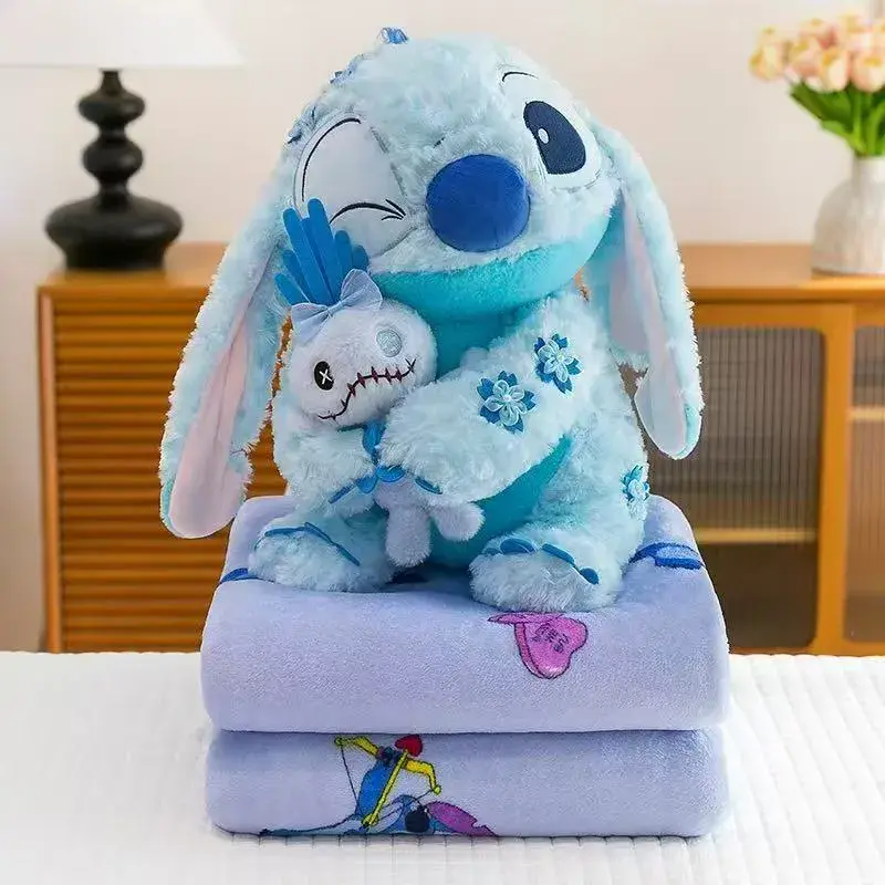 Maskotka Stitch na Kocyk z lalką Scrump, zestaw pluszowy 2w1