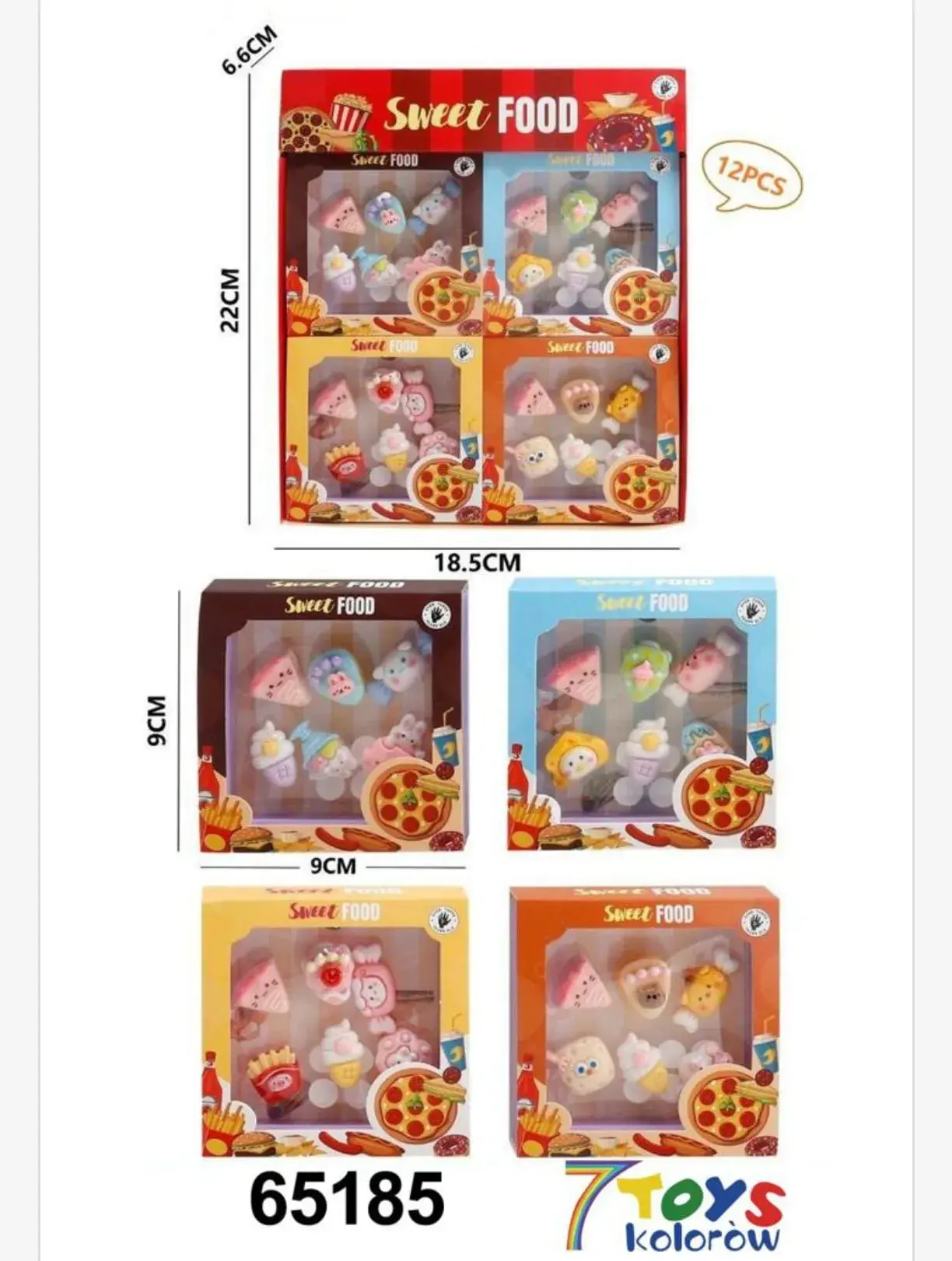 Naklejki Sweet Food Zestaw Figurek 3D 12 szt. 9x9cm
