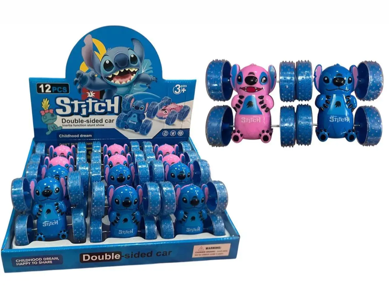 Double Sided Car Stitch niebieski i różowy 3+