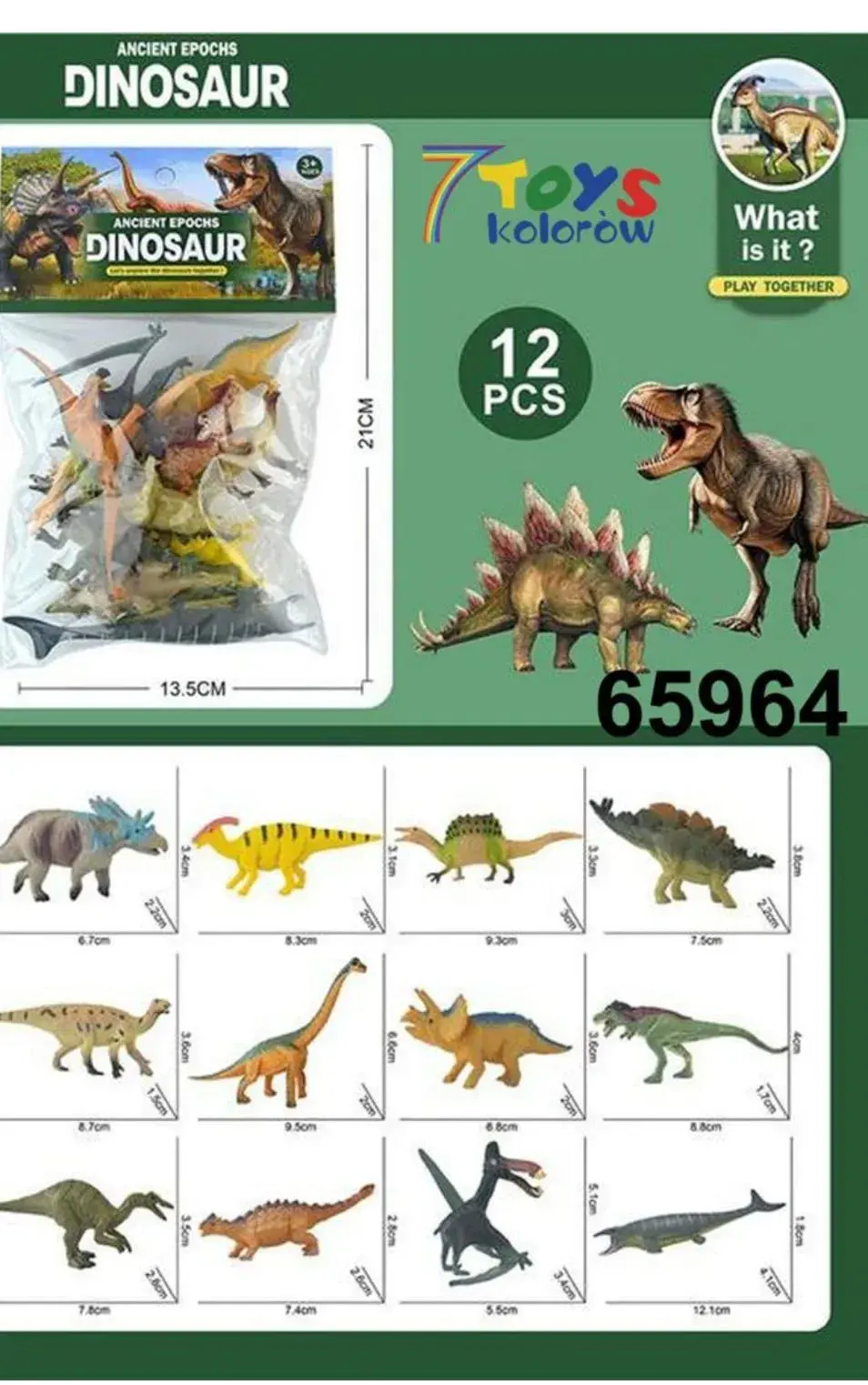 Zestaw 12 figurek dinozaurów Dinosaur 13cm 7Toys