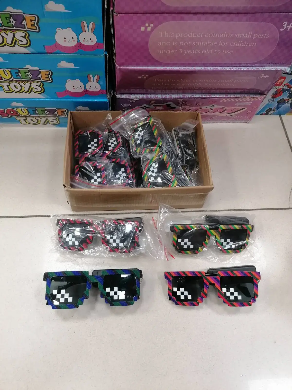 Zabawki Okulary LED Pixelowe Kolorowe