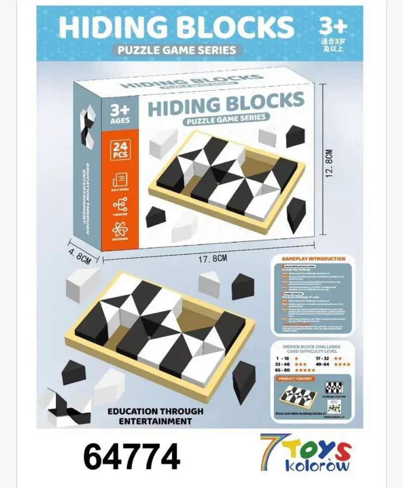 Gra Logiczna Hiding Blocks 24PCS 3+