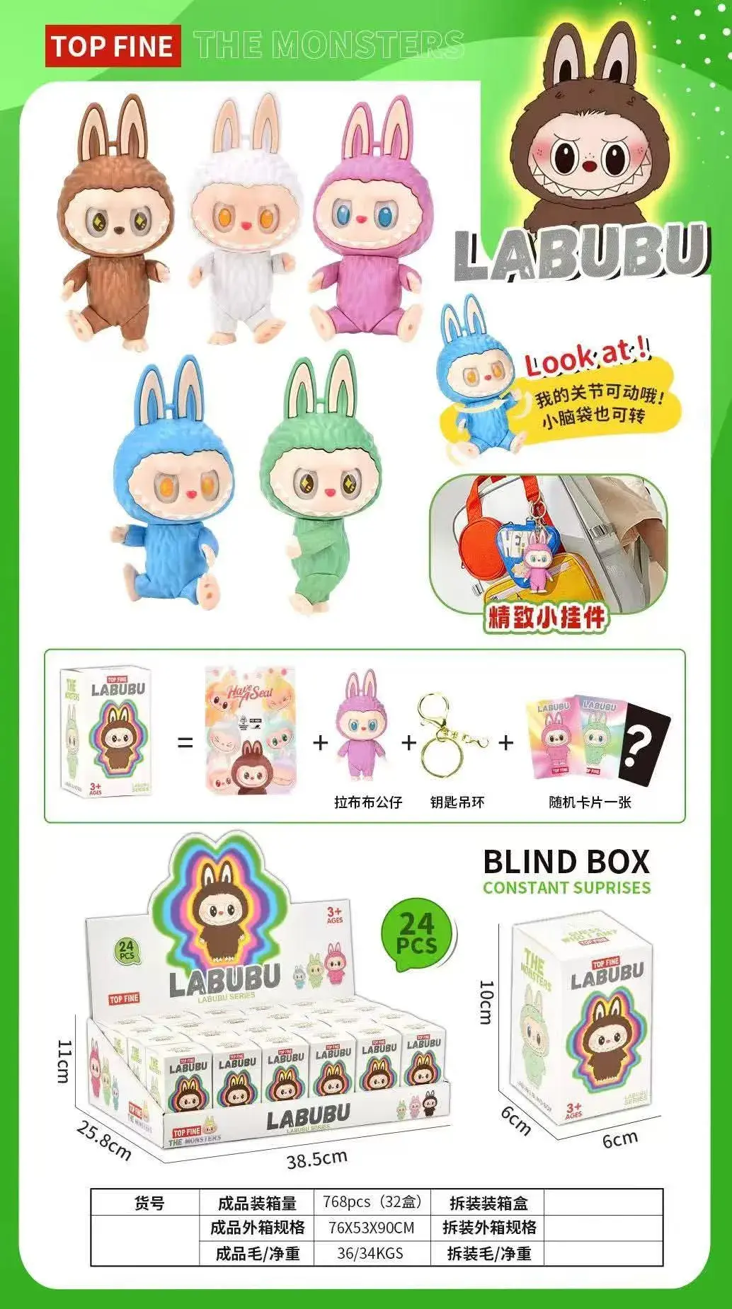 Unboxing Brelok Labubu 24 szt - Blind Box Figurka Ruchome Stawy