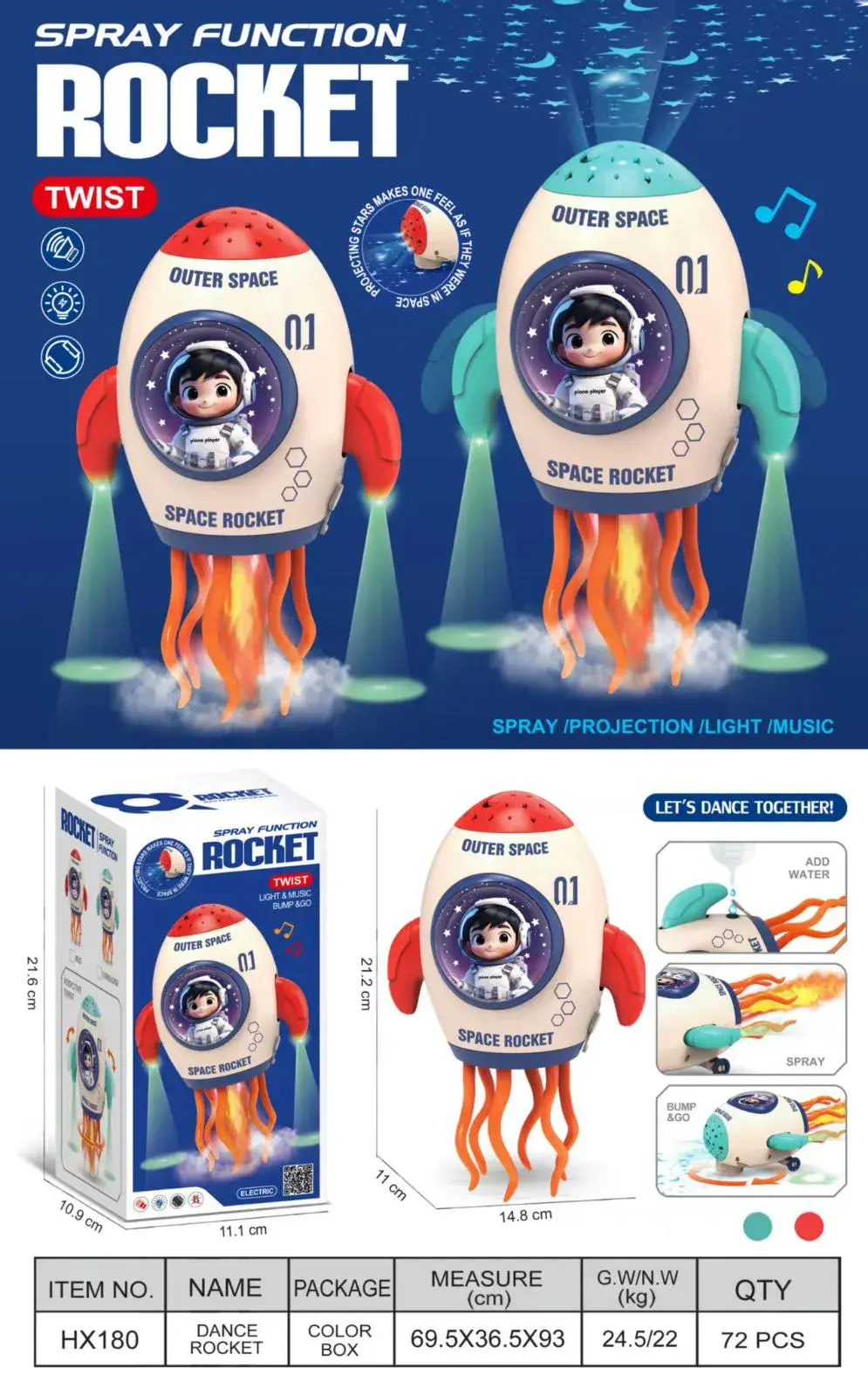 Zabawka Rakieta Space Rocket Spray Function Twist
