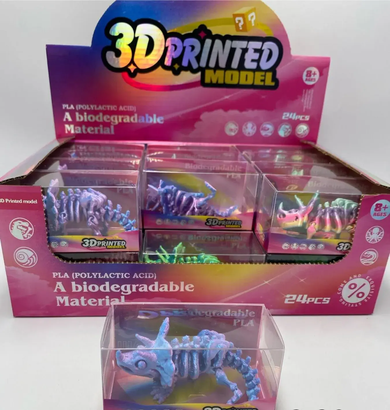 Zabawki 3D Printed - Modele dinozaurów PLA, 24 szt