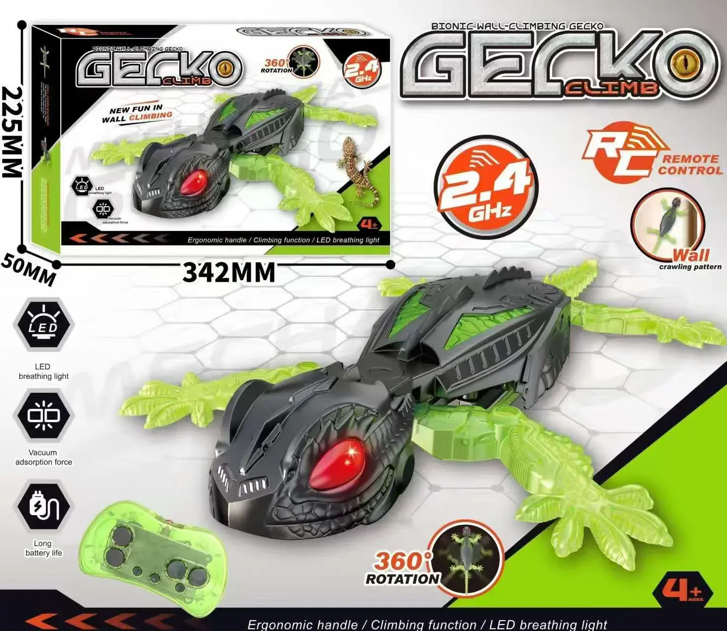 Zabawka Elektryczny Gecko Climb RC 342mm 50mm