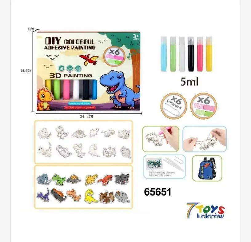 Zestaw DIY Colorful Adhesive Painting Dinozaury 15x24cm
