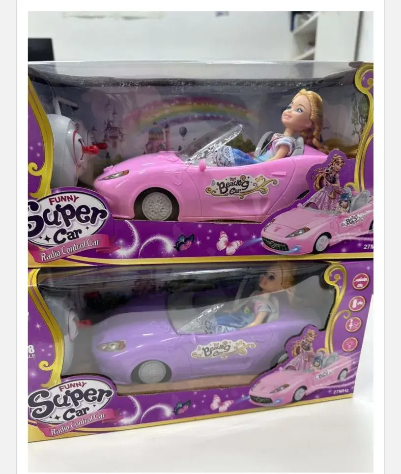 Zabawka Funny Super Car RC z lalką różowa i fioletowa