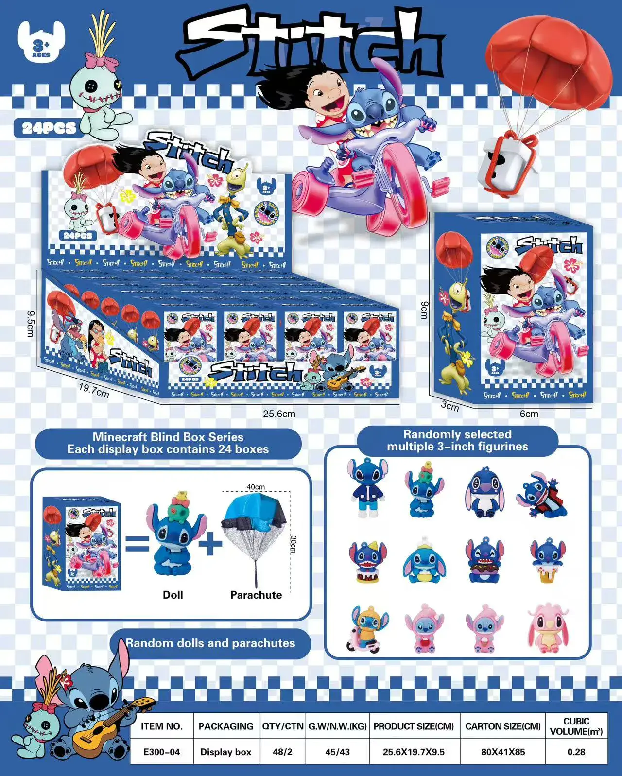 Zabawki Figurki Stitch Blind Box Seria 5cm 24szt