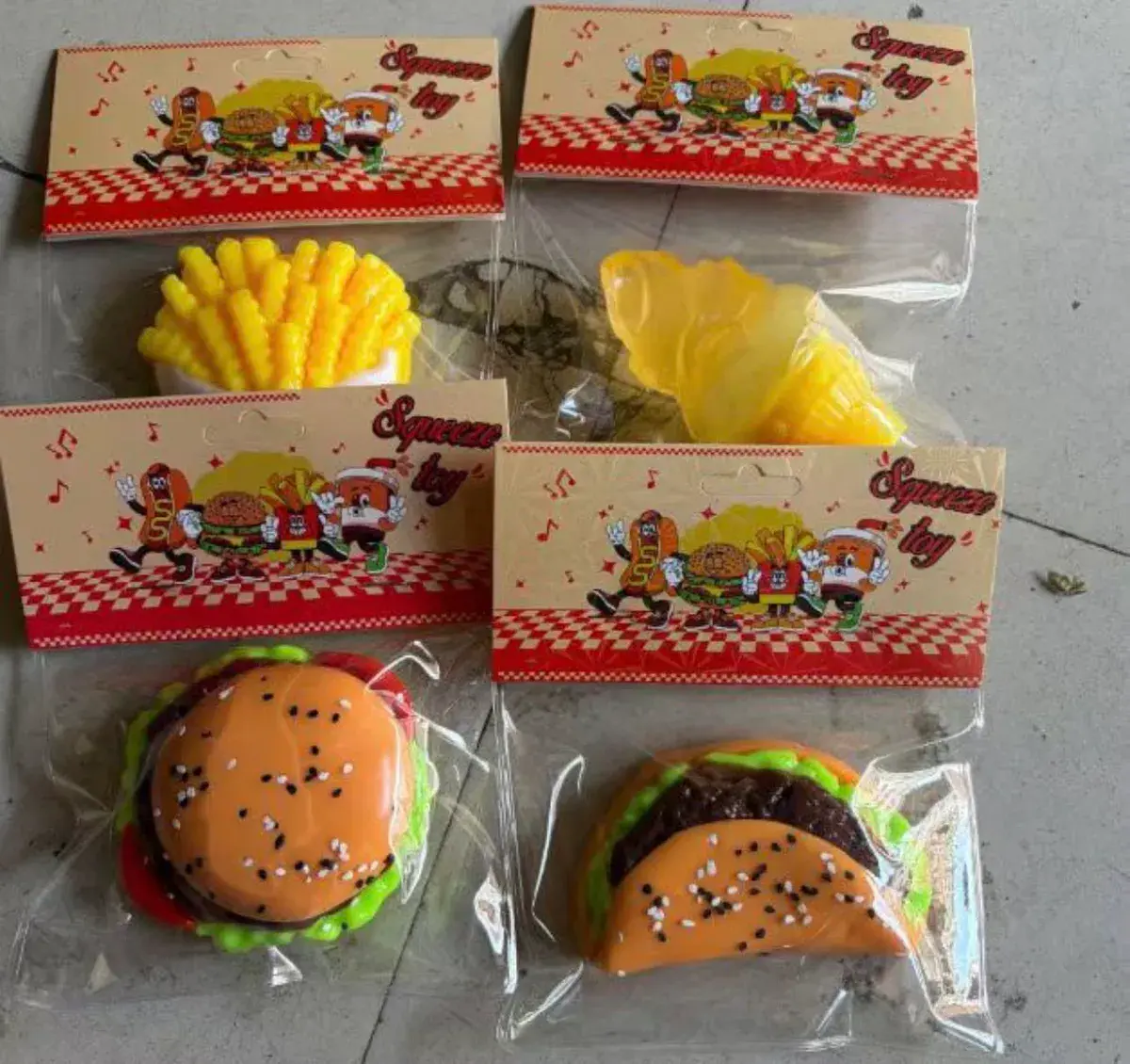 Zabawka Antystresowa Squeeze Toy Fast Food Zestaw 4 sztuki