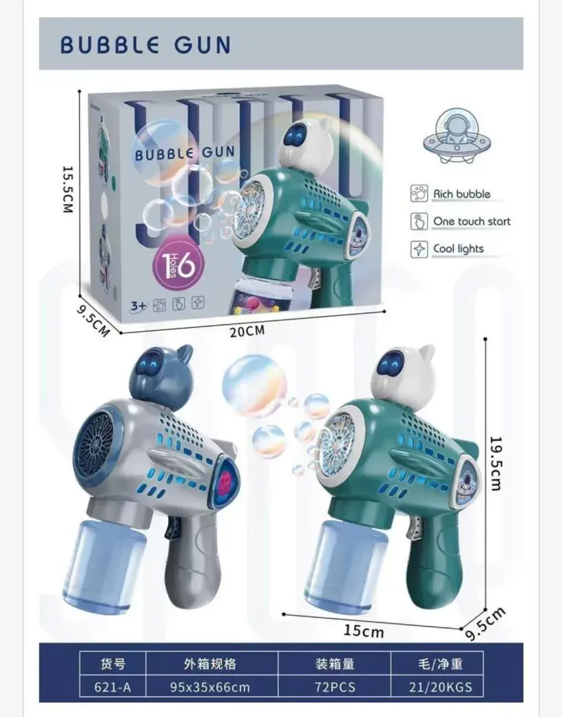 Pistolet do baniek mydlanych Bubble Gun niebieski 15x9,5x6 cm
