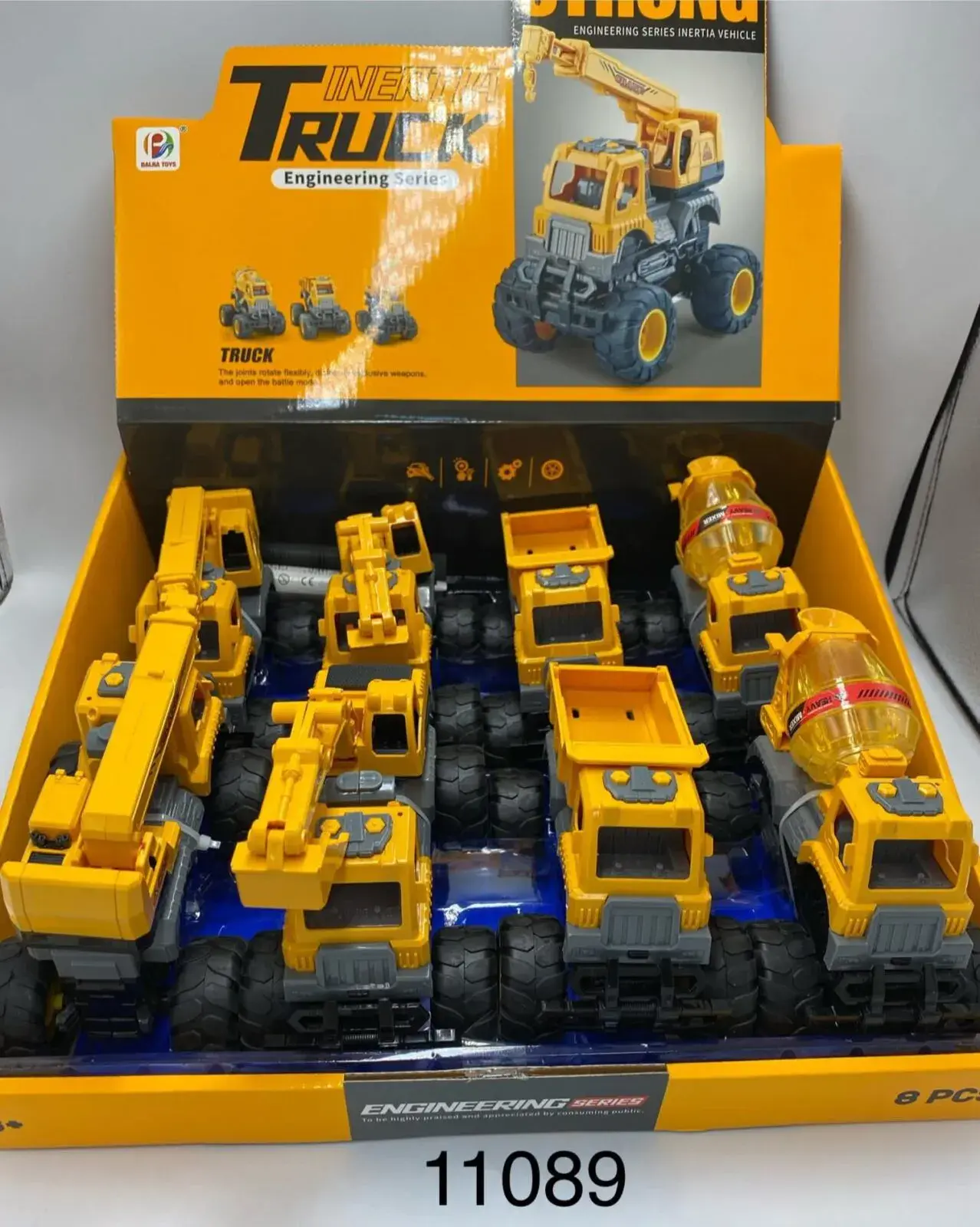 Zabawka Truck Inżynieryjny Żółty Żuraw 8szt