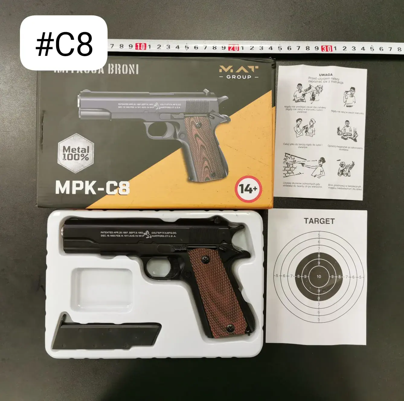 Pistolet na kulki MPK-C8 Metalowy 14+
