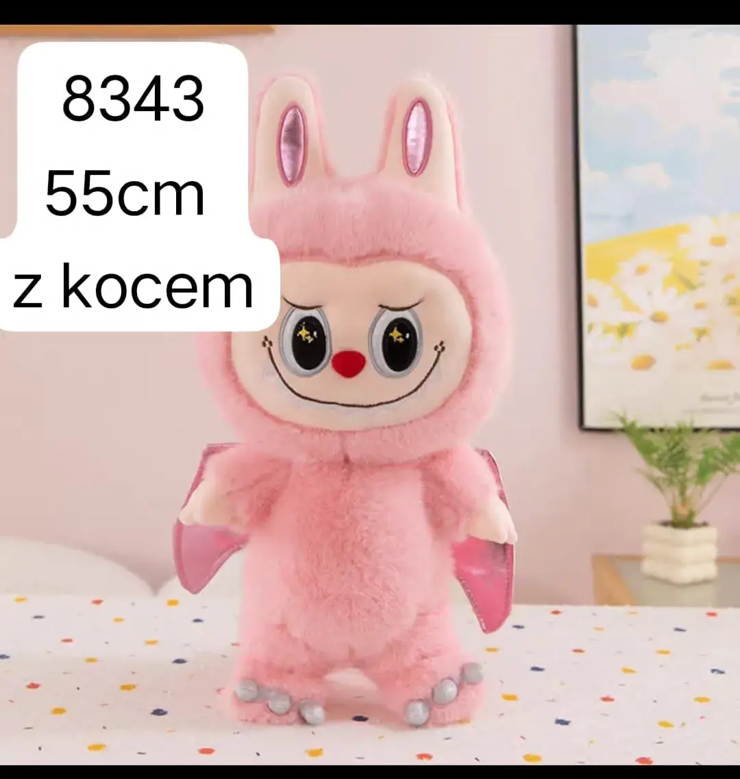 Maskotka Labubu z Kocyk 55cm Różowa