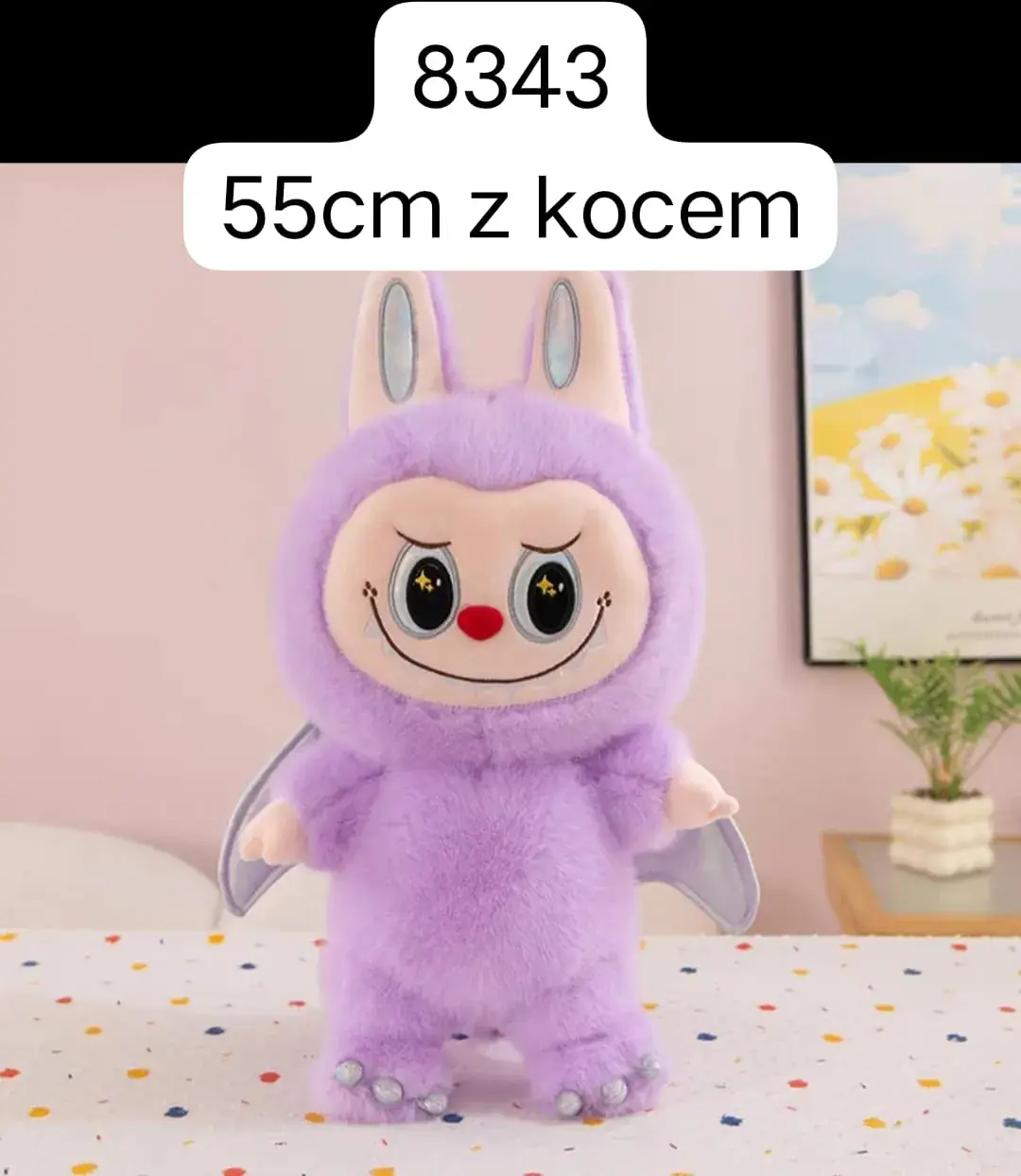 Maskotka Labubu z Kocyk 55cm Fioletowa