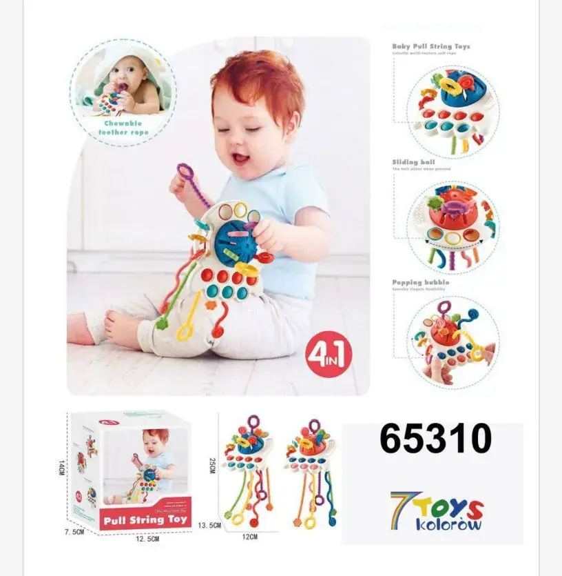 Zabawka grzechotka 4w1 Pull String Toy 65310