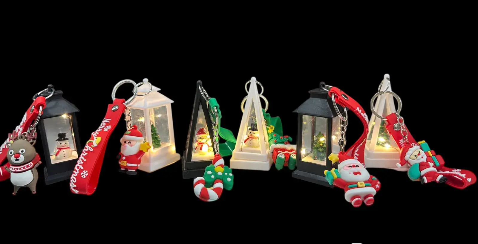 Brelok do Kluczy Świąteczny LED Z Lampionami i Elfami