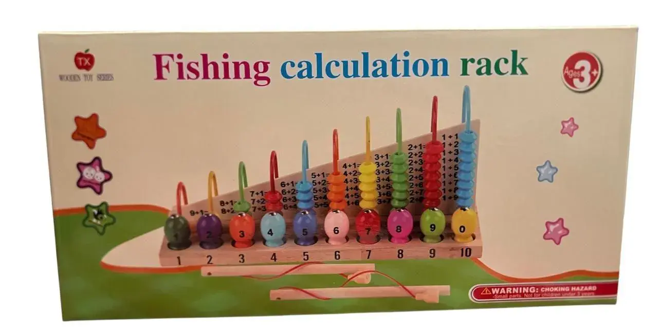 Drewniana zabawka liczydło wędkarskie Fishing Calculation Rack