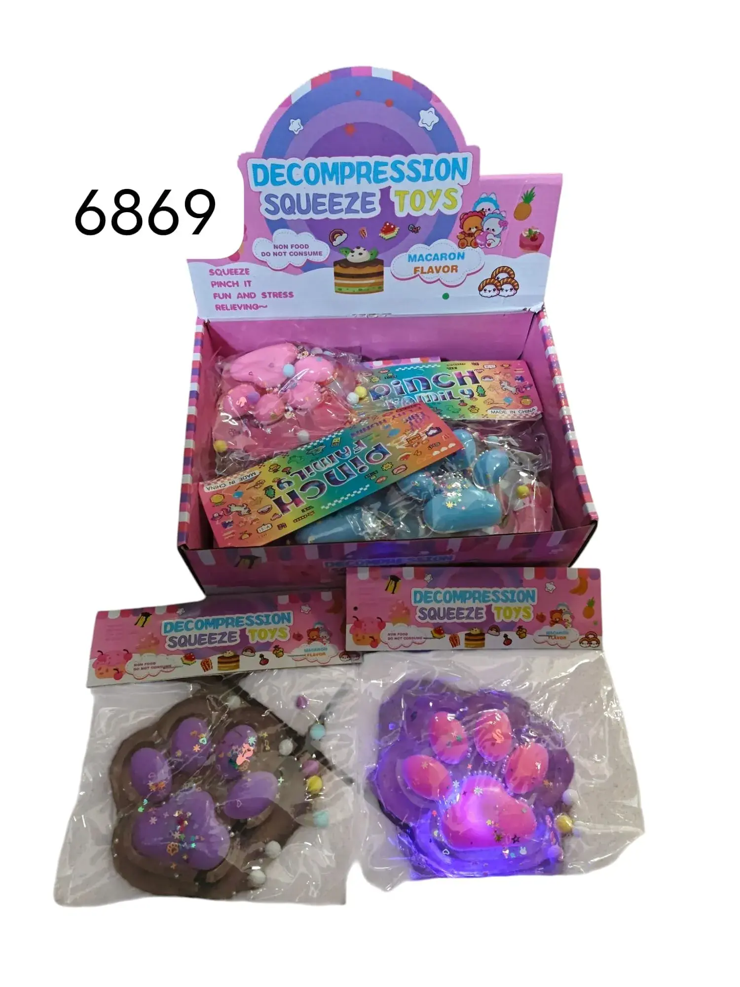 Gniotki Łapki Duży LED - Antystresowe Zabawki Pinch Family 9 szt.