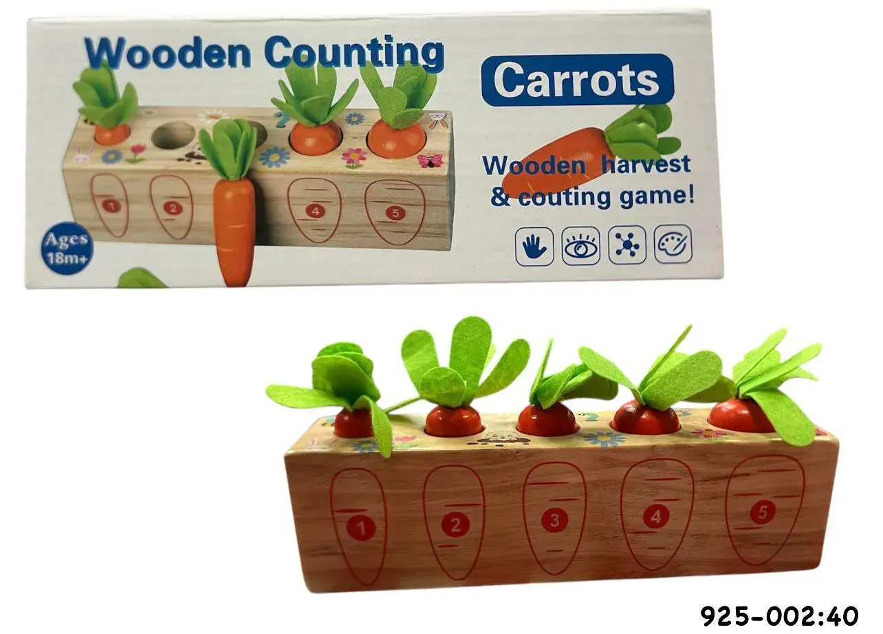 Drewniana gra licząca marchewki Wooden Counting Carrots