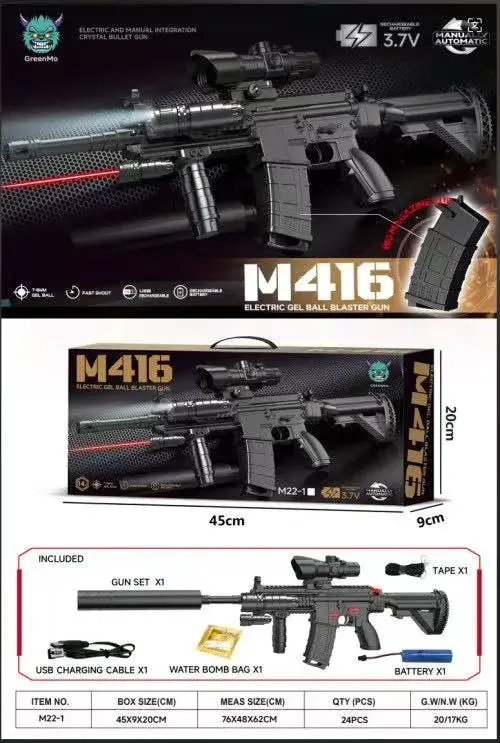 Pistolet na kulki M416 Elektryczny 3,7V 45cm