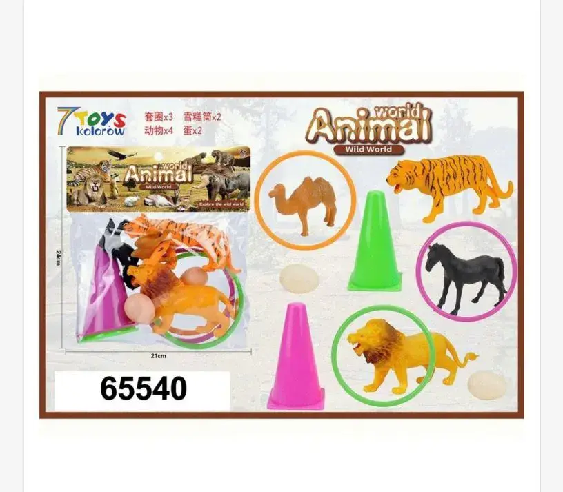 Zabawki World Animal - Zestaw figurek zwierząt z jajkami i obręczami