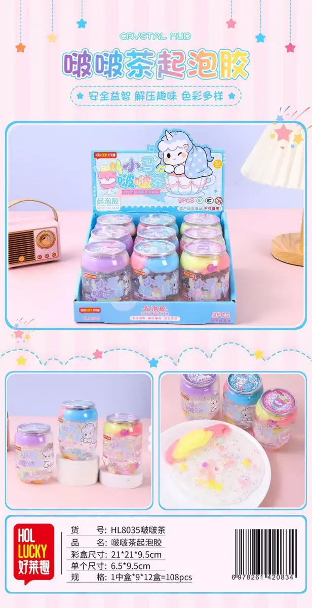Crystal Mud Slime w Słoiczku Zestaw 9szt Kolorowy Antystresowy