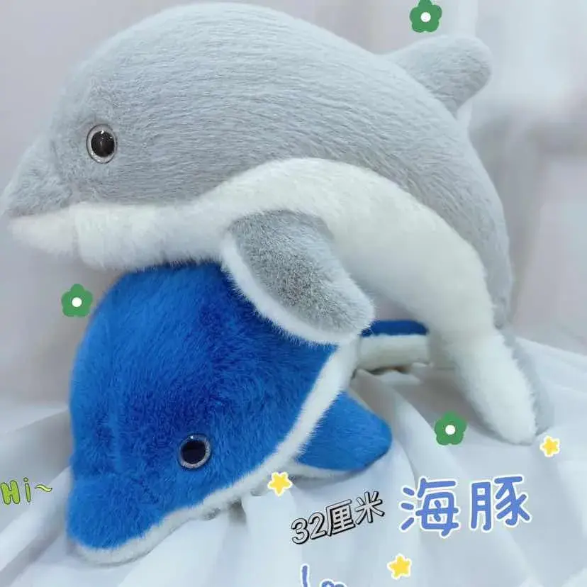 Maskotka pluszowa delfin szara i niebieska 32 cm