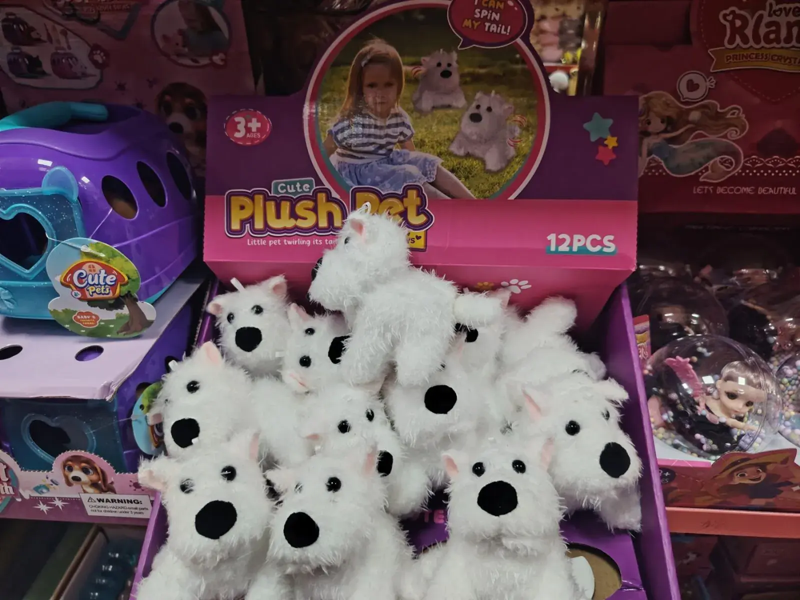 Mini pluszowa maskotka pies biały Cute Plush Pet 12 szt