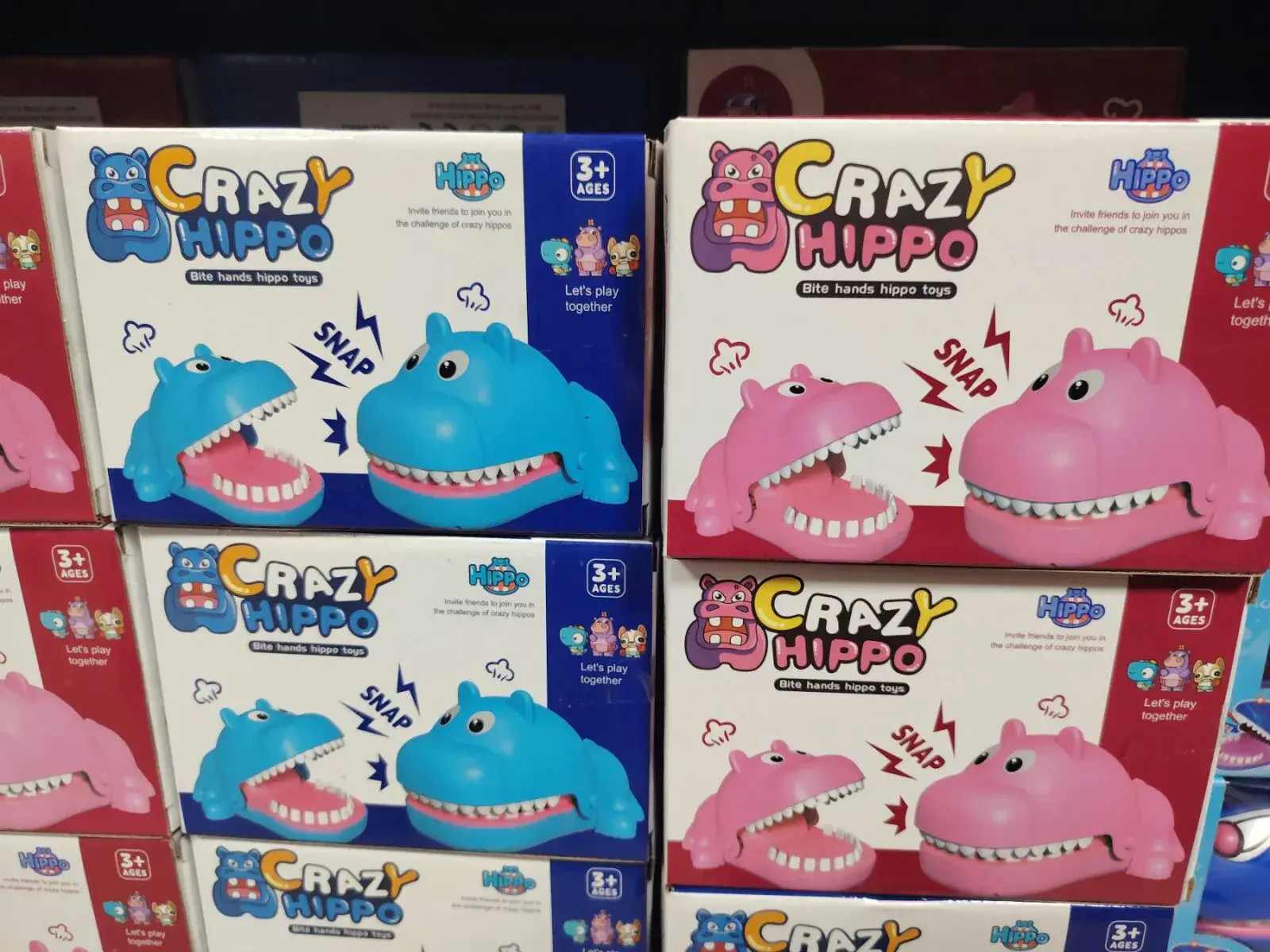 Zabawki Crazy Hippo Snap - niebieski i różowy, 3+