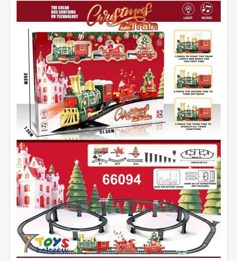 Zestaw kolejki świątecznej Christmas Train 52 elementy