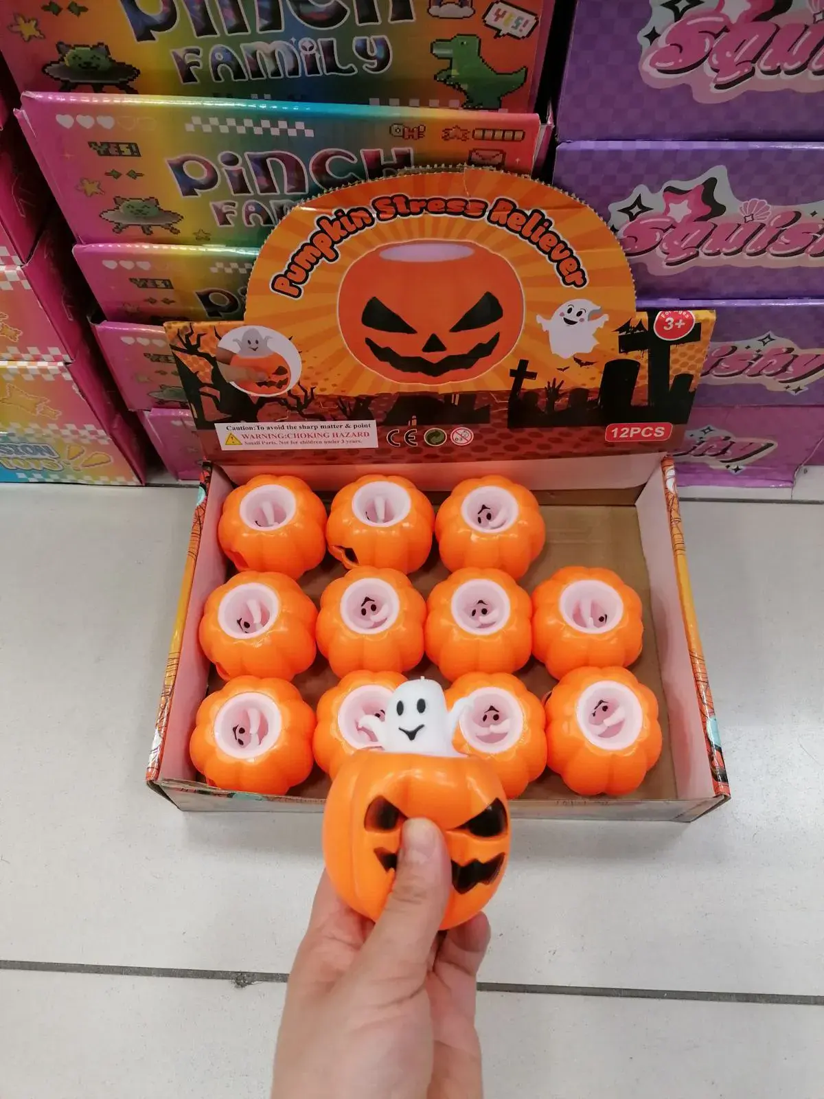 Zabawki Squeeze Halloween Dynia z Duszkiem Gniotek 12szt