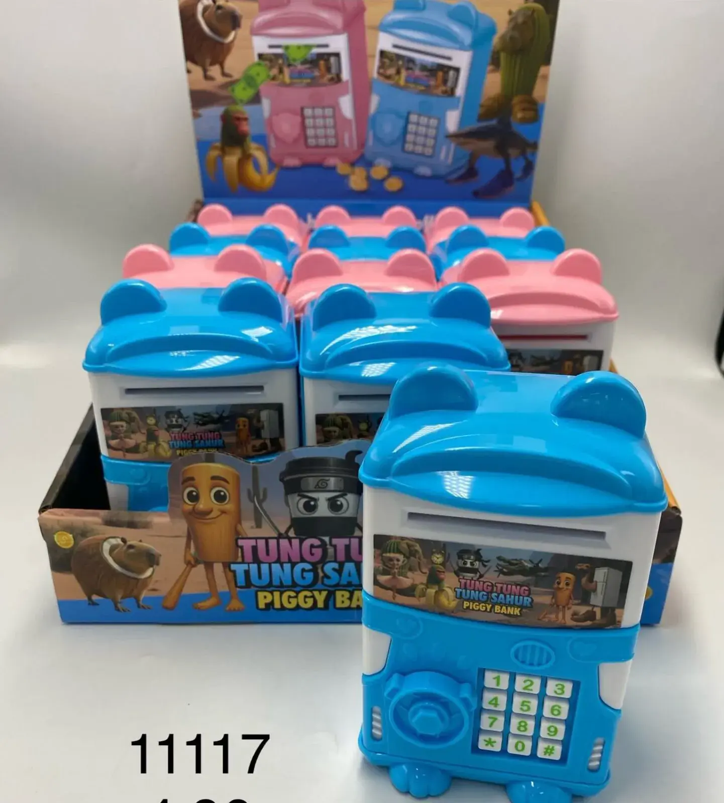 Skarbonka elektroniczna Tung Tung Piggy Bank niebieska/różowa