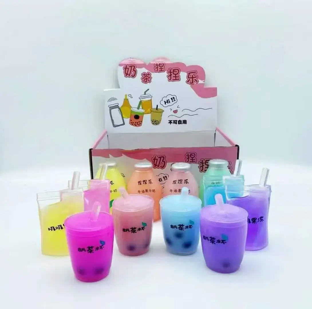 Mini gniotki bubble tea squeeze toys, 12 szt