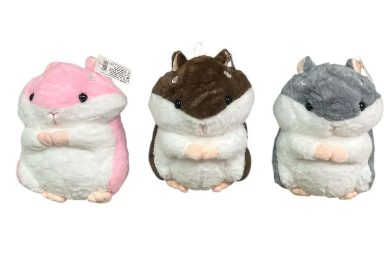 Maskotka pluszowa hamster 3 szt. różowy brązowy szary