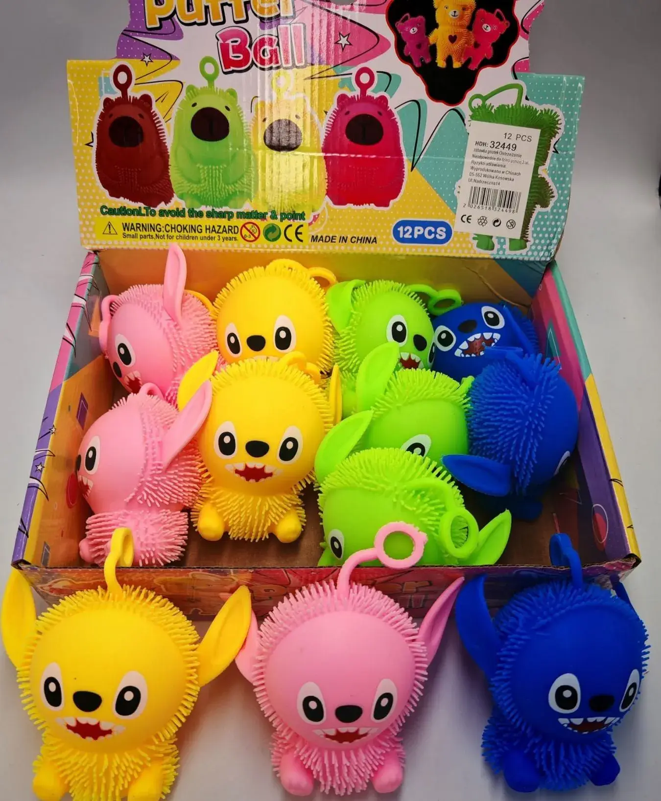 Gniotki Puffy Ball Squeeze Toys kolorowe 12 szt