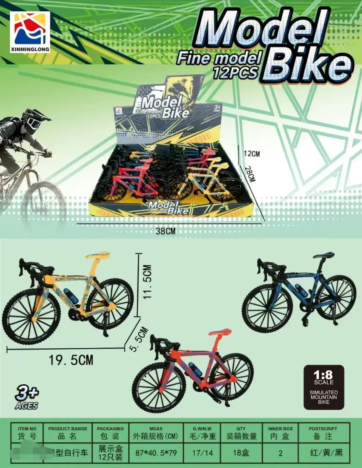 Model Bike Fine - miniaturowe modele rowerów 1:18, 12 szt