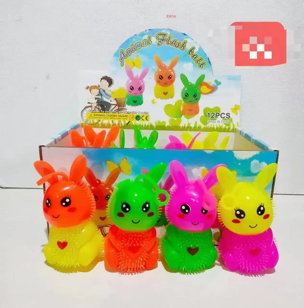Zabawki Squeeze Toys Animal Flash Ball LED 12 szt