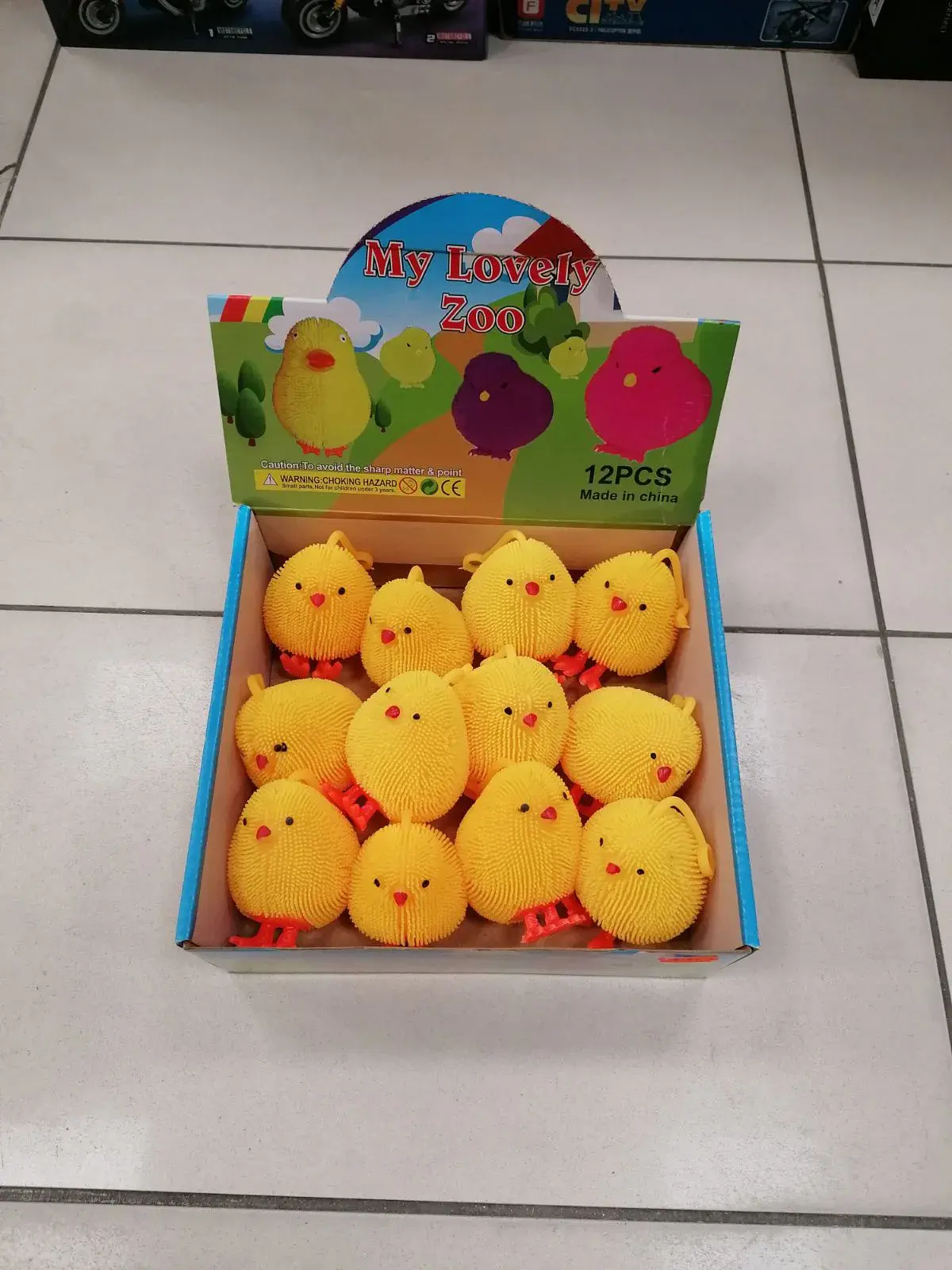Zabawki Squeeze LED My Lovely Zoo Kurczaki Żółte 12 szt